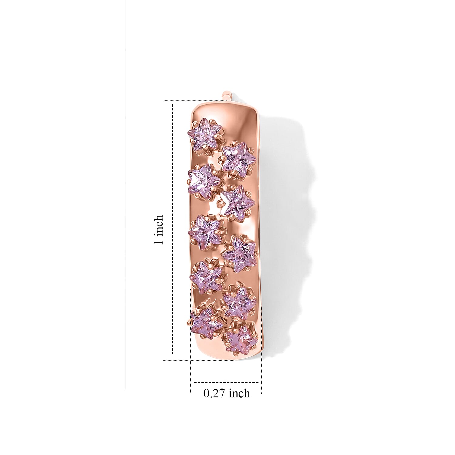 EverTrue Simulated Pink Diamond J-Hoop Earrings in 18K RG Plated