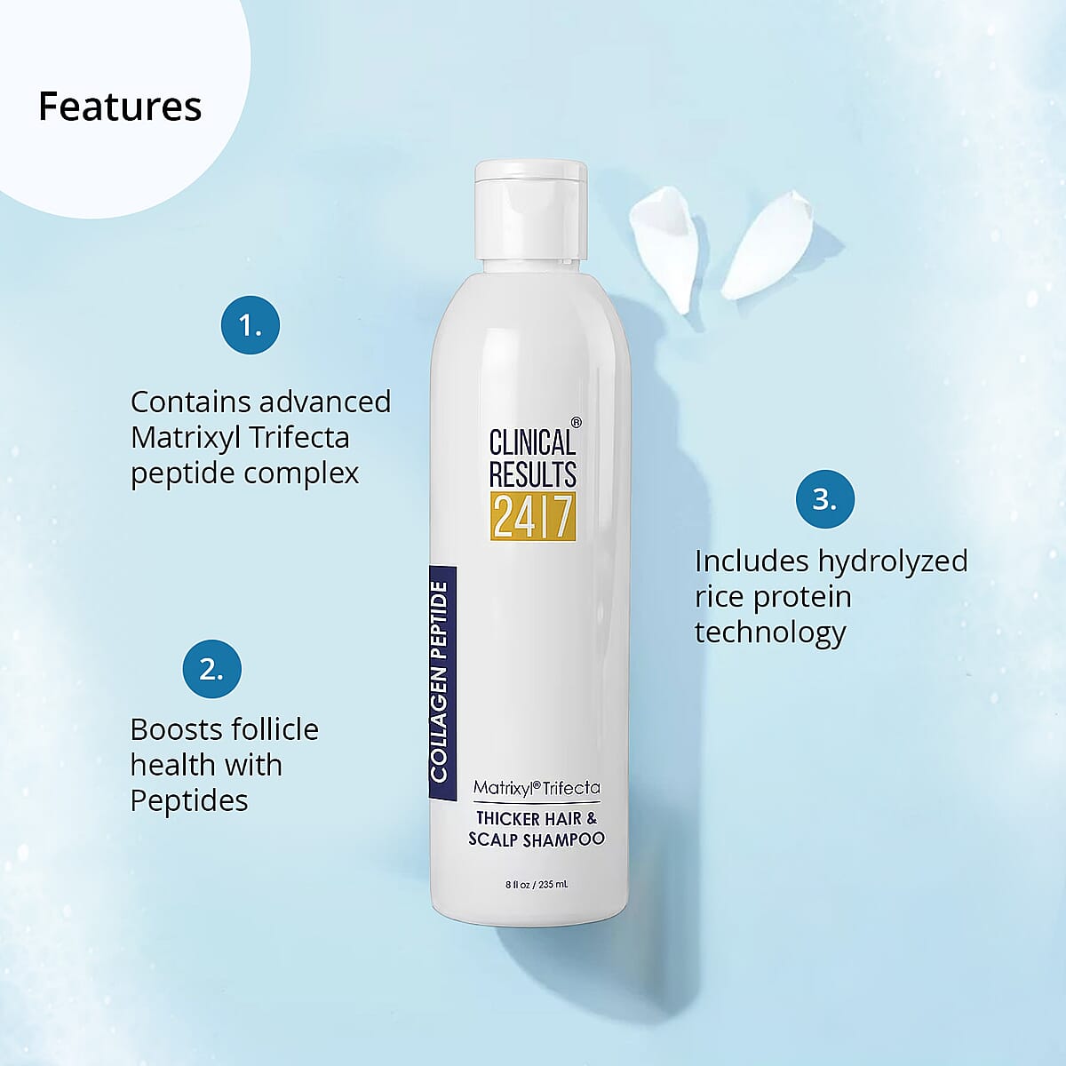 Clinical Results 24/7 Matrixyl Trifecta Thicker Hair & Scalp Shampoo (8oz) Made in US (Del. in 5-7 Days) image number 4