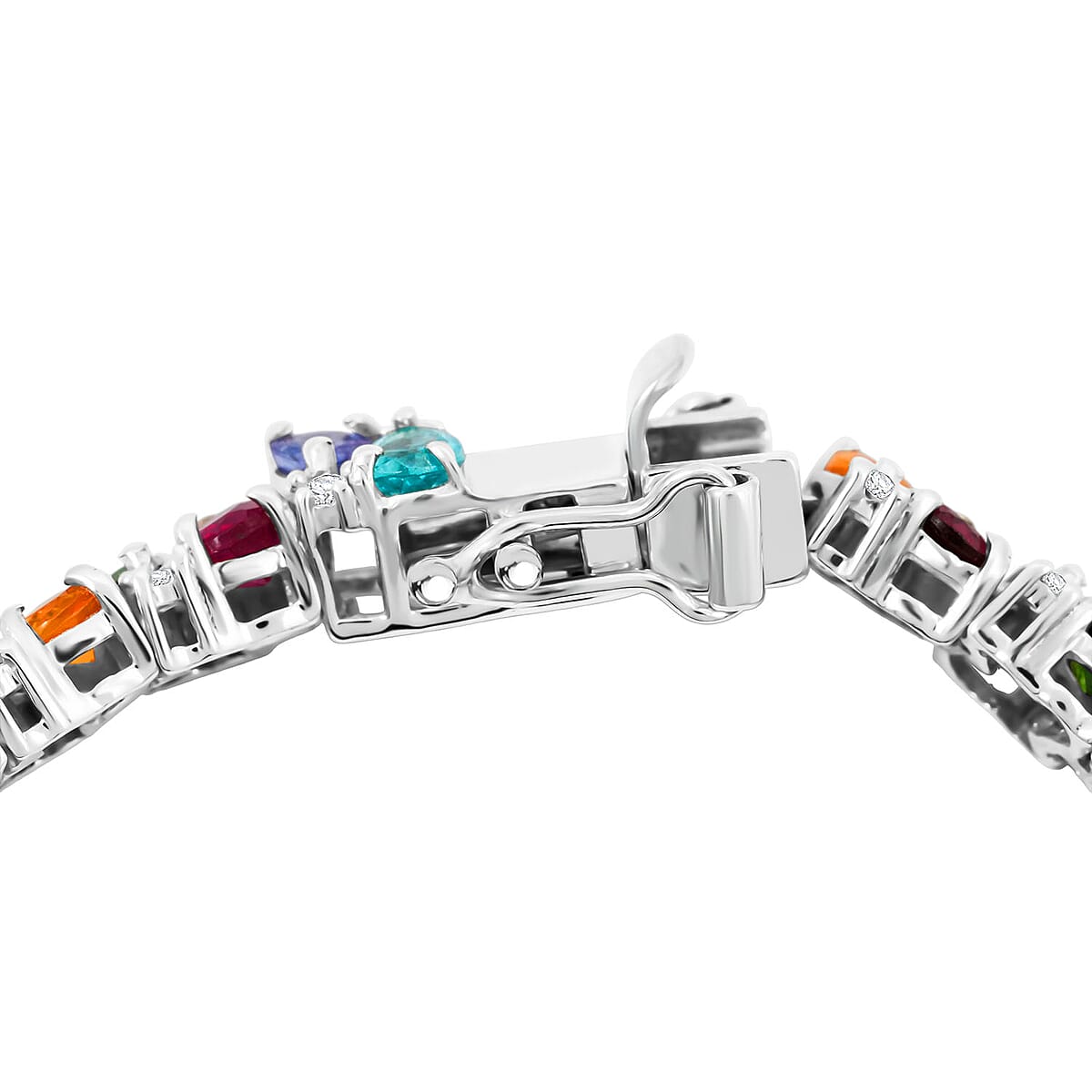 Multi Gemstone 14.00 ctw Bracelet in Rhodium Over Sterling Silver (6.50 In) image number 3