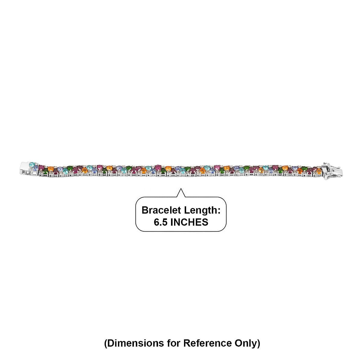 Multi Gemstone 14.00 ctw Bracelet in Rhodium Over Sterling Silver (6.50 In) image number 4