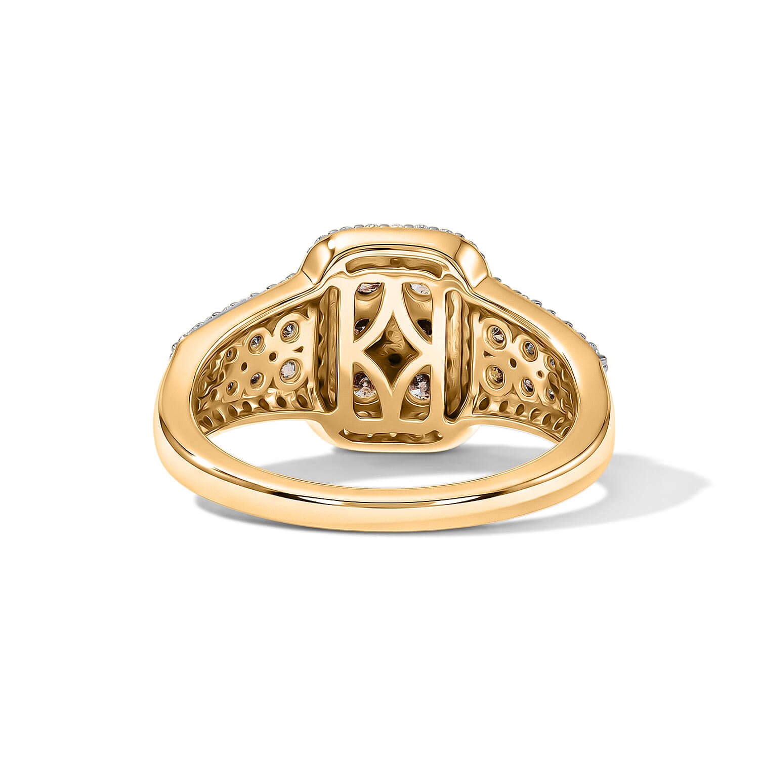 D'Joy Natural Champagne and White Diamond 1.00ctw Art Deco Ring in 18K Vermeil YG Sterling Silver (Size 7.0)