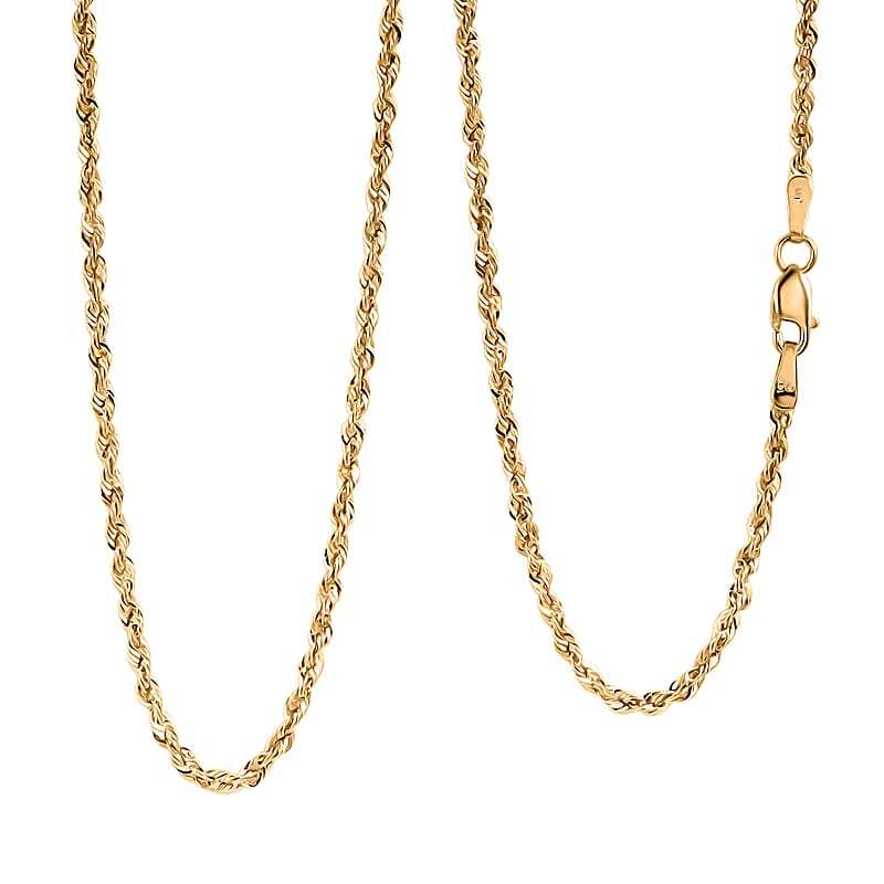 2.3mm Rope Chain Necklace in 14K Yellow Gold 2.70 Grams 24 Inches