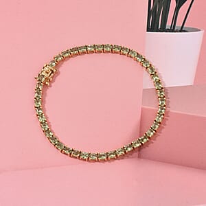 D'Joy Premium Ambanja Demantoid Garnet 9.65 ctw Greenfire Tennis Bracelet in 18K Vermeil Yellow Gold Over Sterling Silver (6.50 In) (Del. in 8-10 Days)
