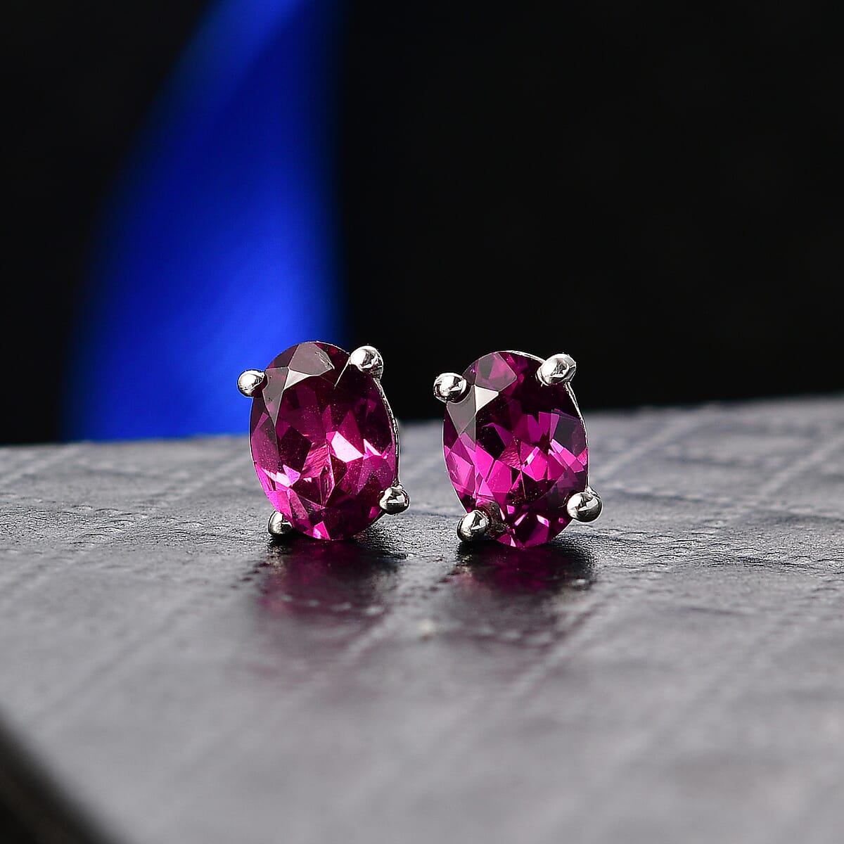 D'Joy AAA Radiant Ember Garnet 1.80 ctw Stud Earrings in Rhodium Over Sterling Silver image number 1