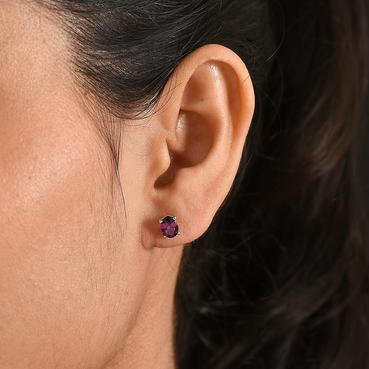 D'Joy AAA Radiant Ember Garnet 1.80 ctw Stud Earrings in Rhodium Over Sterling Silver image number 2