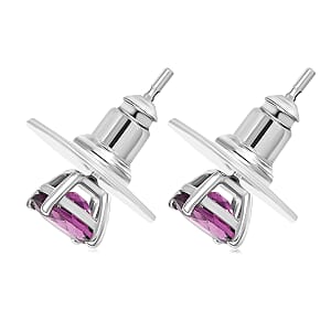 D'Joy AAA Radiant Ember Garnet 1.80 ctw Stud Earrings in Rhodium Over Sterling Silver