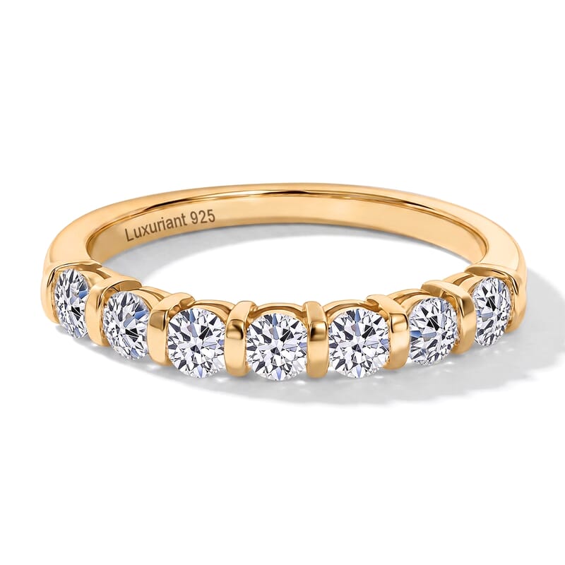 Luxuriant Lab Grown Diamond G-H SI 0.70 ctw Band Ring in 18K Vermeil Yellow Gold Over Sterling Silver (Size 10.0)