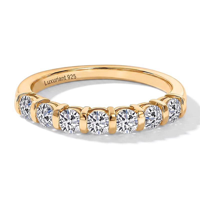 Luxuriant Lab Grown Diamond G-H SI 0.70 ctw Band Ring in 18K Vermeil Yellow Gold Over Sterling Silver (Size 10.0)