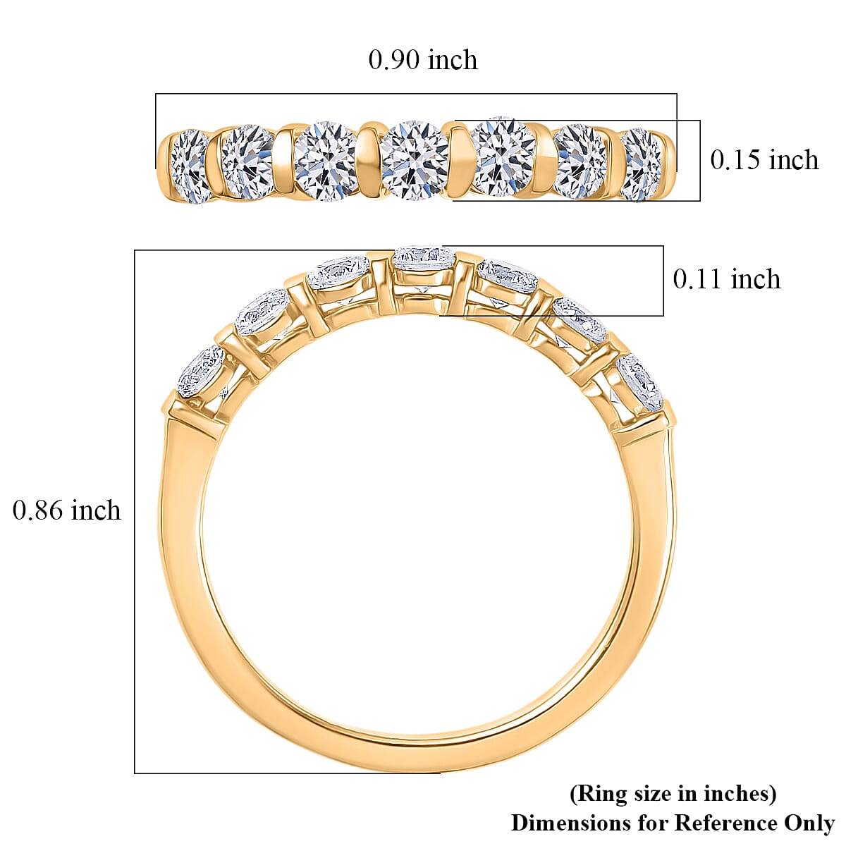 Luxuriant Lab Grown Diamond (G-H, SI) Ring in 18K Vermeil YG Over Sterling Silver (Size 10.0) 0.70 ctw image number 5