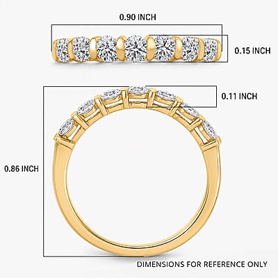 Luxuriant Lab Grown Diamond G-H SI 0.70 ctw Band Ring in 18K Vermeil Yellow Gold Over Sterling Silver (Size 10.0)