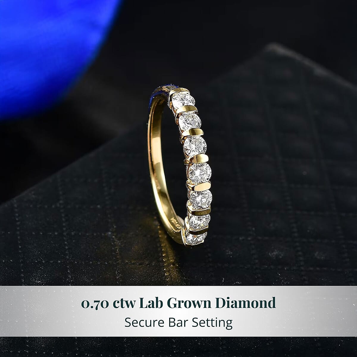 Luxuriant Lab Grown Diamond G-H SI 0.70 ctw Band Ring in 18K Vermeil Yellow Gold Over Sterling Silver (Size 5.0) image number 4