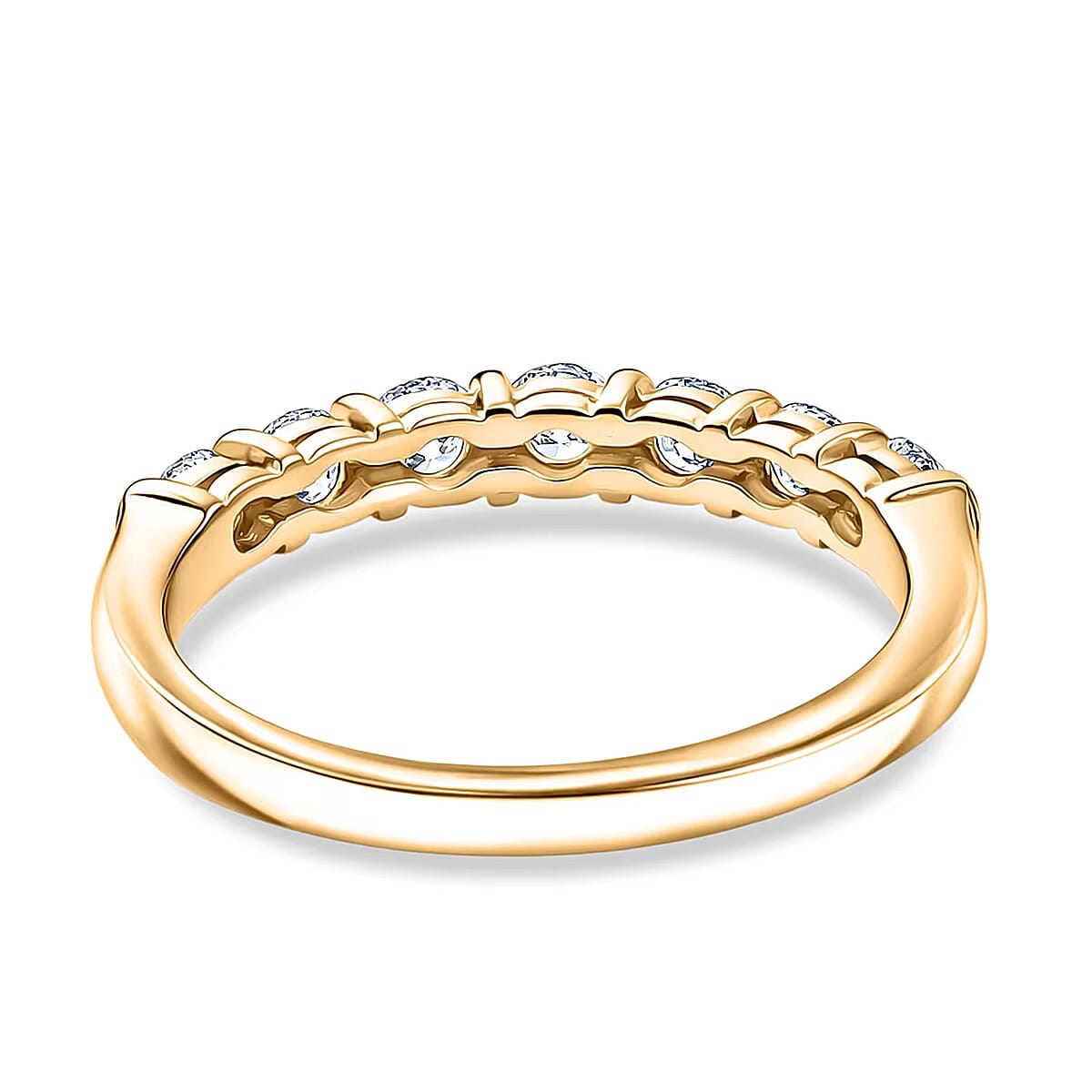 Luxuriant Lab Grown Diamond G-H SI 0.70 ctw Band Ring in 18K Vermeil Yellow Gold Over Sterling Silver (Size 5.0) image number 7