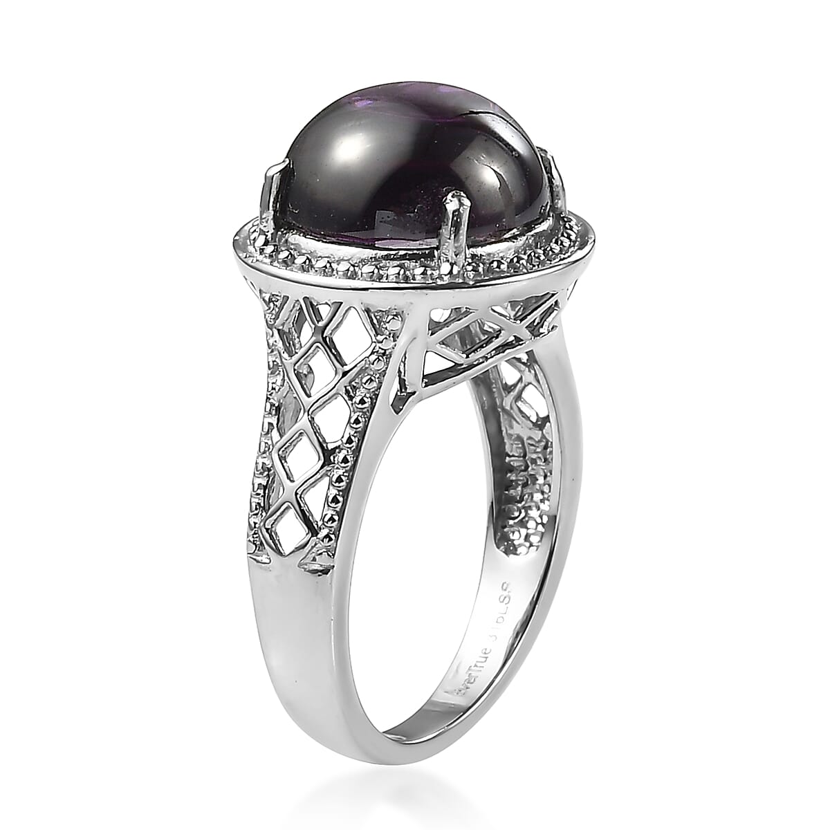 EverTrue Checkerboard Cut Simulated Amethyst Color Diamond Ring in Stainless Steel (Size 5.0) 16.15 ctw