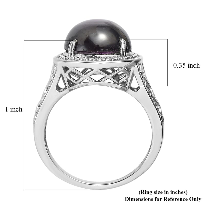 EverTrue Checkerboard Cut Simulated Amethyst Color Diamond Ring in Stainless Steel (Size 5.0) 16.15 ctw
