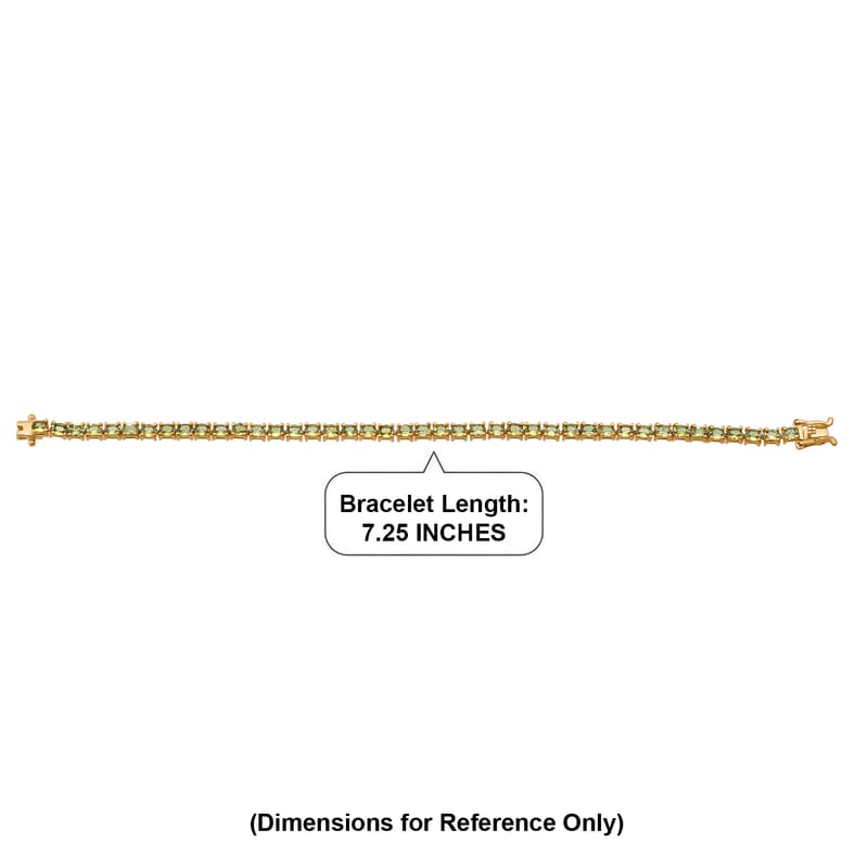 D'Joy Premium Ambanja Demantoid Garnet 9.65 ctw Greenfire Tennis Bracelet in 18K Vermeil Yellow Gold Over Sterling Silver (7.25 In)