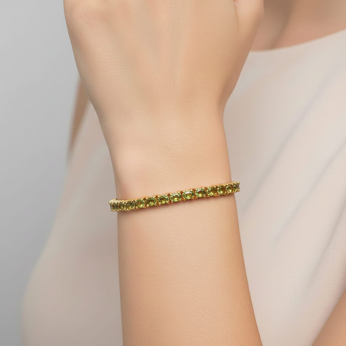 D'Joy Premium Ambanja Demantoid Garnet 9.65 ctw Greenfire Tennis Bracelet in 18K Vermeil Yellow Gold Over Sterling Silver (8.00 In) image number 2