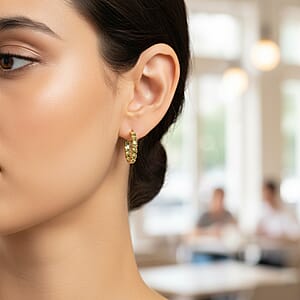 D'Joy Premium Ambanja Demantoid Garnet 5.10 ctw Greenfire Tennis Hoop Earrings in 18K Vermeil Yellow Gold Over Sterling Silver (Del. in 8-10 Days)