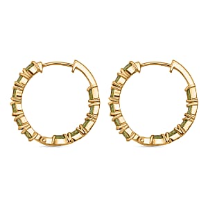 D'Joy Premium Ambanja Demantoid Garnet 5.10 ctw Greenfire Tennis Hoop Earrings in 18K Vermeil Yellow Gold Over Sterling Silver (Del. in 8-10 Days)