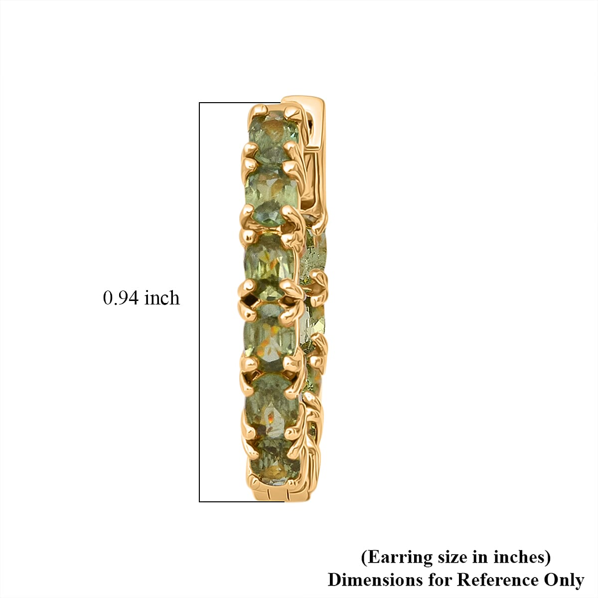 D'Joy Premium Ambanja Demantoid Garnet 5.10 ctw Greenfire Tennis Hoop Earrings in 18K Vermeil Yellow Gold Over Sterling Silver (Del. in 8-10 Days) image number 4