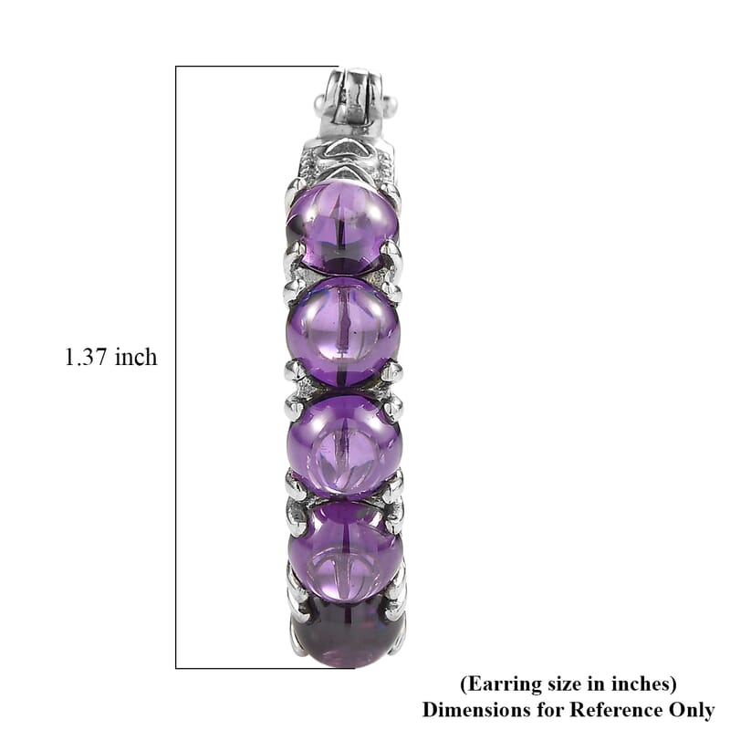 EverTrue Checkerboard Cut Simulated Amethyst Color Diamond Hoop Earrings in Stainless Steel