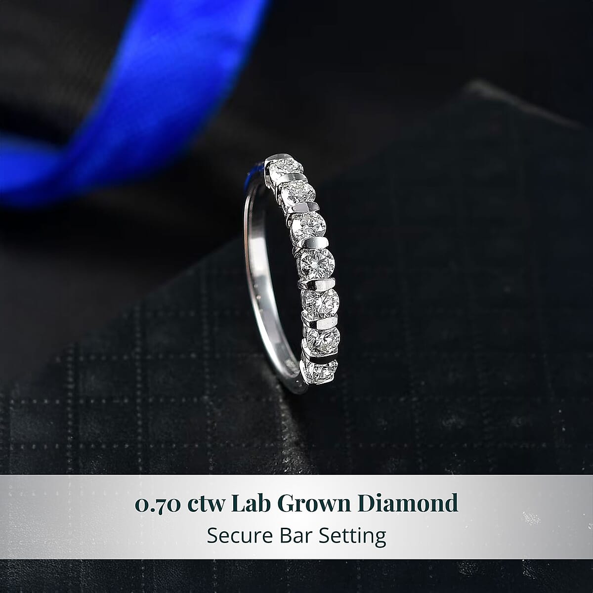 Luxuriant Lab Grown Diamond G-H SI 0.70 ctw Band Ring in Rhodium Over Sterling Silver (Size 10.0) image number 4