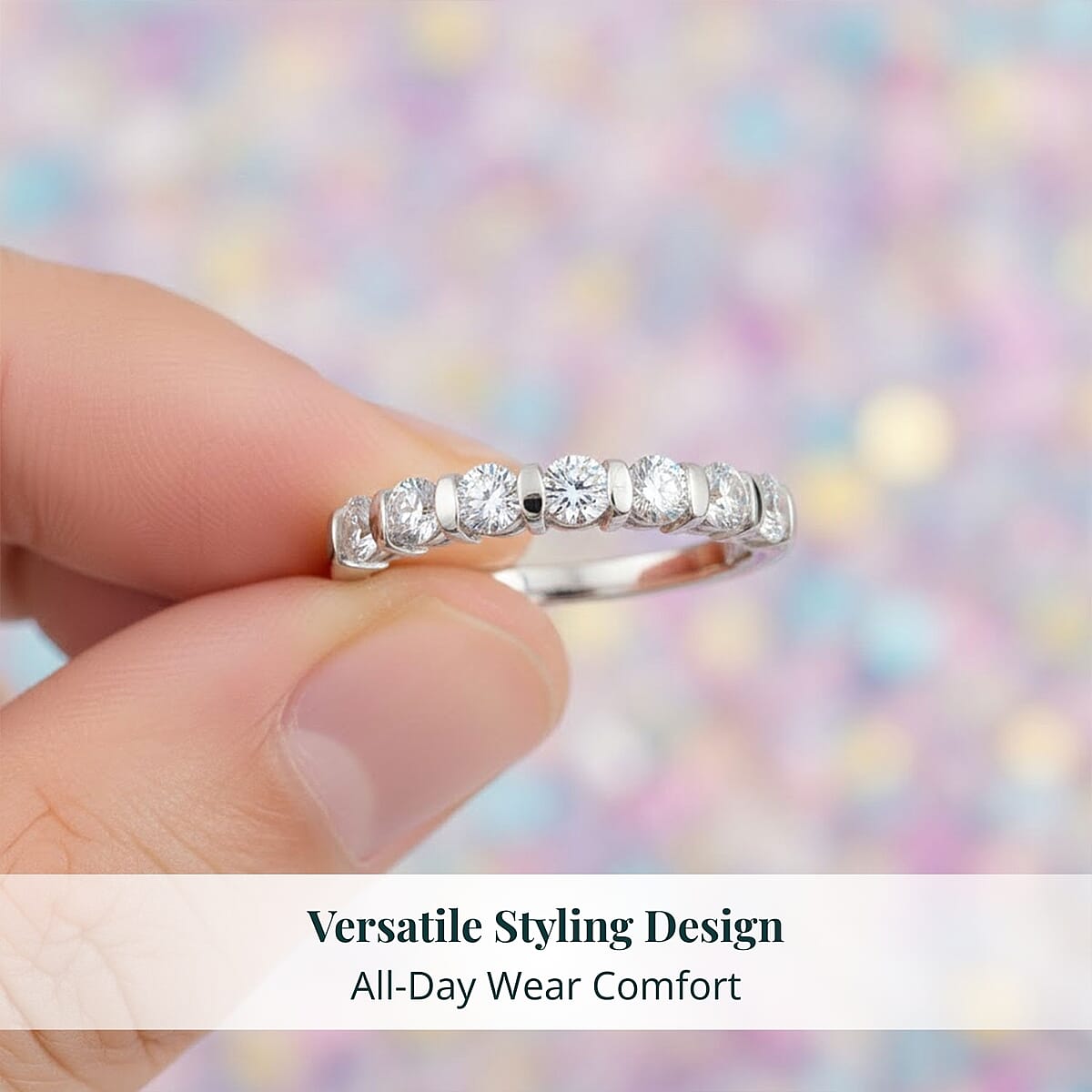 Luxuriant Lab Grown Diamond G-H SI 0.70 ctw Band Ring in Rhodium Over Sterling Silver (Size 10.0) image number 5