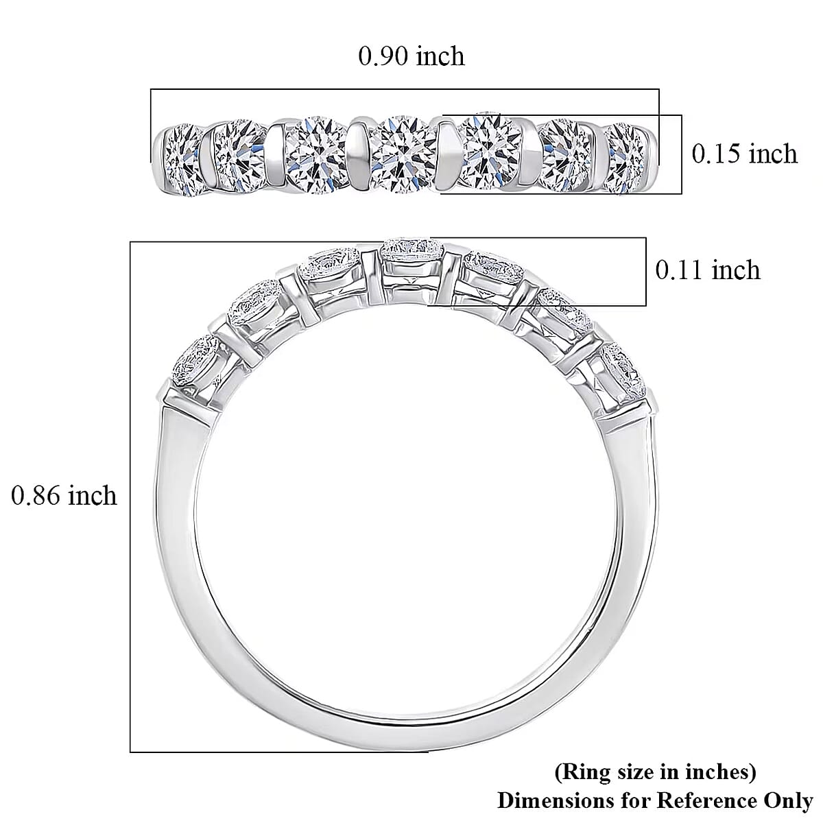 Luxuriant Lab Grown Diamond G-H SI 0.70 ctw Band Ring in Rhodium Over Sterling Silver (Size 10.0) image number 6