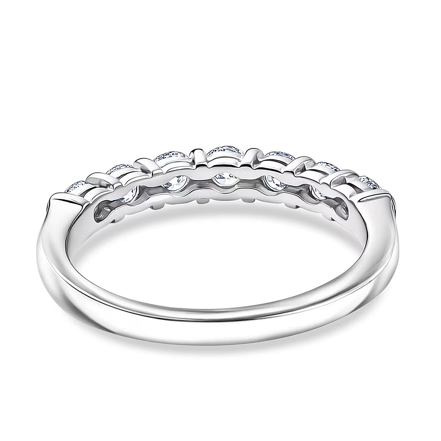 Luxuriant Lab Grown Diamond G-H SI 0.70 ctw Band Ring in Rhodium Over Sterling Silver (Size 10.0)