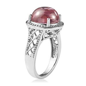 EverTrue Checkerboard Cut Simulated Pink Diamond Ring in Stainless Steel (Size 9.0)