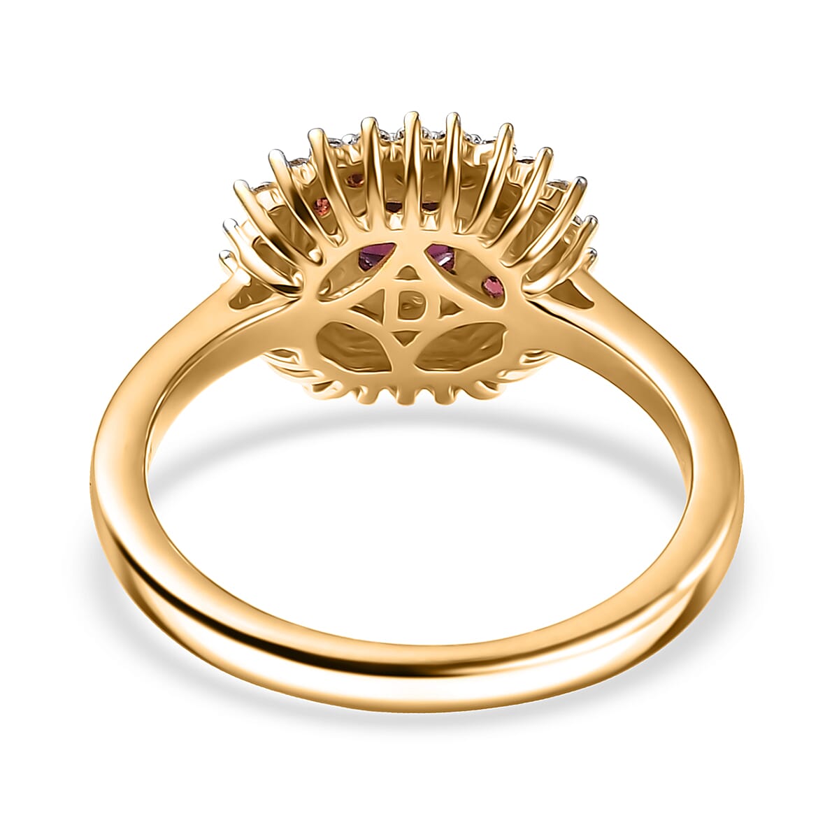 D'Joy Premium Anthill Garnet, Moissanite 1.15 ctw Crimson Core Ring in 18K Vermeil Yellow Gold Over Sterling Silver (Size 10.0) (Del. in 5-7 Days)  image number 4