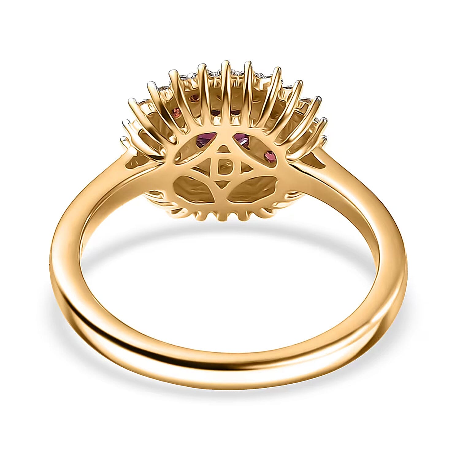 D'Joy Premium Anthill Garnet, Moissanite 1.15 ctw Crimson Core Ring in 18K Vermeil Yellow Gold Over Sterling Silver (Size 10.0)