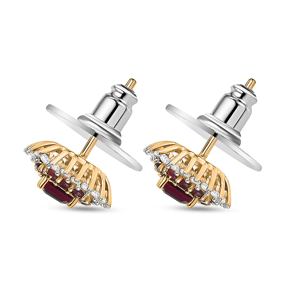 D'Joy Premium Anthill Garnet and Moissanite 1.85 ctw Crimson Core Earrings in 18K Vermeil Yellow Gold Over Sterling Silver (Del. in 5-7 Days)  image number 3