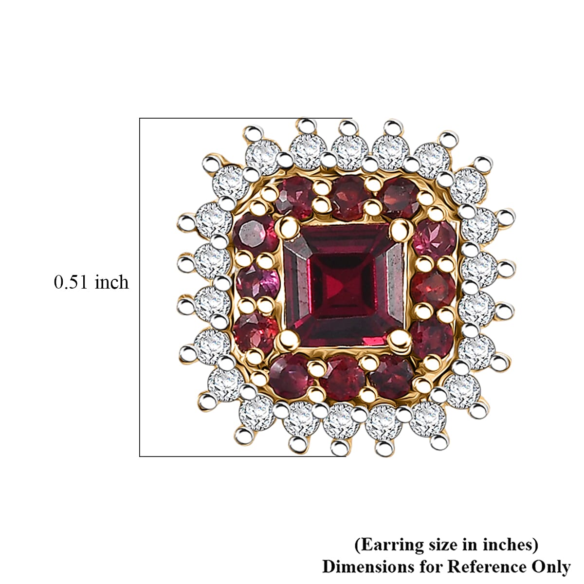 D'Joy Premium Anthill Garnet and Moissanite 1.85 ctw Crimson Core Earrings in 18K Vermeil Yellow Gold Over Sterling Silver (Del. in 5-7 Days)  image number 4