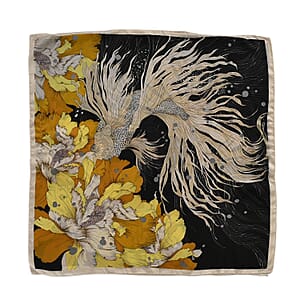 La Marey Yellow Floral Silk Feeling Kaftan