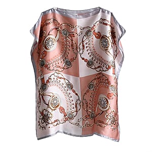 La Marey Pink Floral Silk Feeling Kaftan