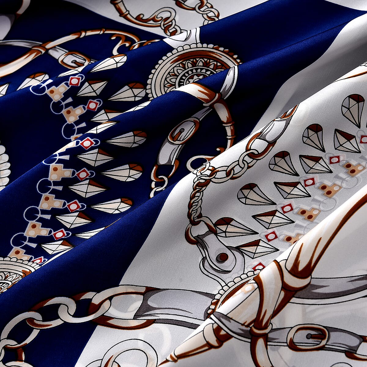 La Marey Navy Floral Silk Feeling Kaftan image number 3
