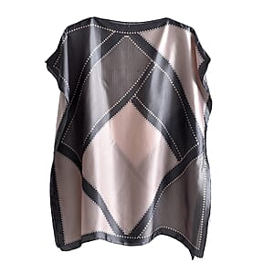 La Marey Pink and Gray Silk Feeling Kaftan