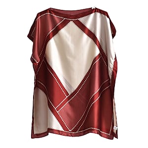 La Marey Red and White Silk Feeling Kaftan