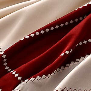 La Marey Red and White Silk Feeling Kaftan