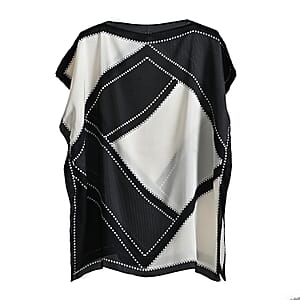 La Marey Black and White Silk Feeling Kaftan