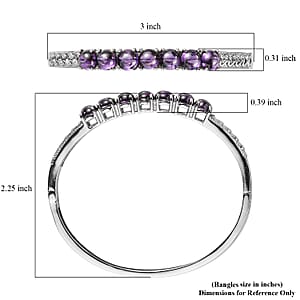 EverTrue Simulated Amethyst Color Diamond Bangle Bracelet in Stainless Steel (6.50 In) 