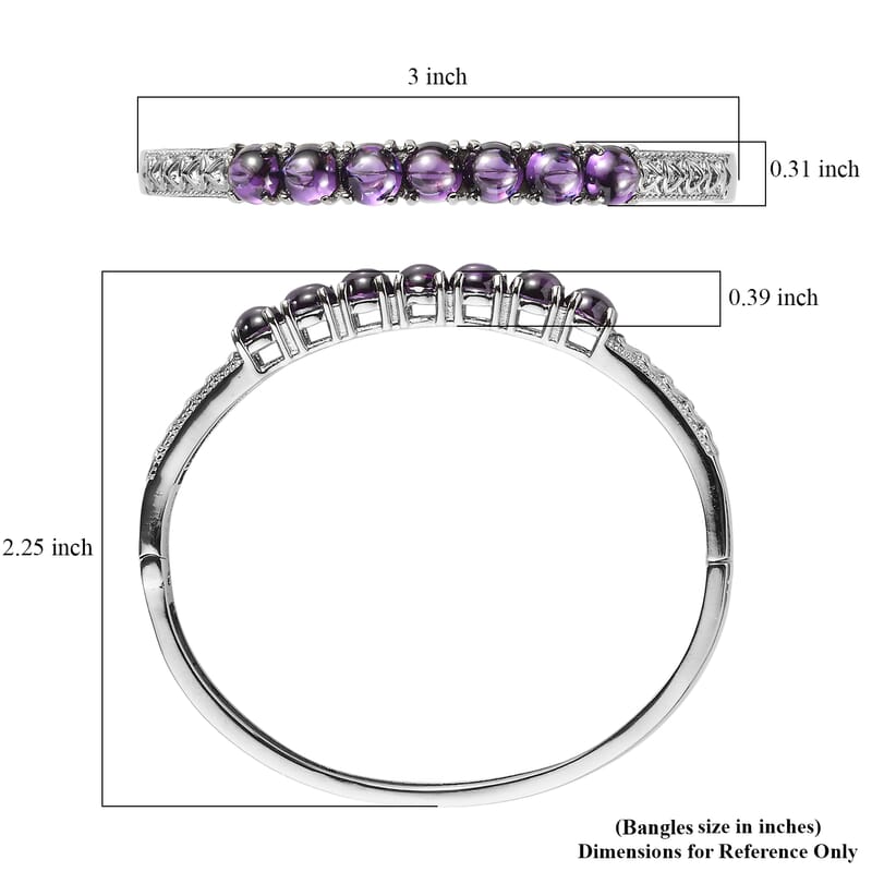 EverTrue Simulated Amethyst Color Diamond Bangle Bracelet in Stainless Steel (6.50 In)