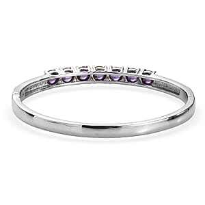 EverTrue Simulated Amethyst Color Diamond Bangle Bracelet in Stainless Steel (7.25 In)