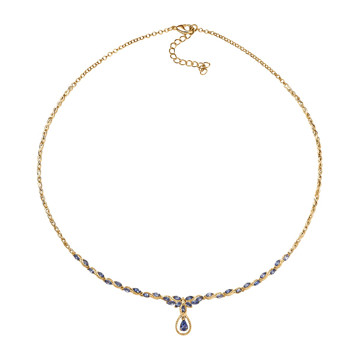 EverTrue Tanzanite 3.00 ctw Petal Flow Necklace in 18K YG Plated (18-20 Inches) image number 3