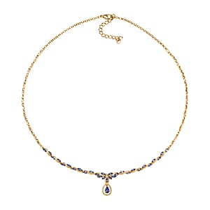 EverTrue Tanzanite 3.00 ctw Petal Flow Necklace in 18K YG Plated (18-20 Inches)