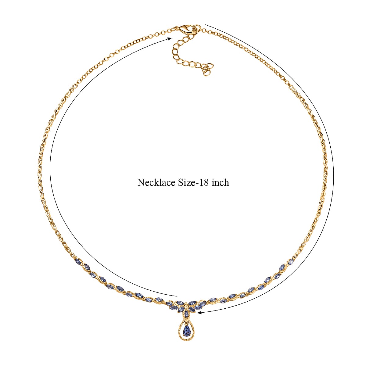 EverTrue Tanzanite 3.00 ctw Petal Flow Necklace in 18K YG Plated (18-20 Inches) image number 5