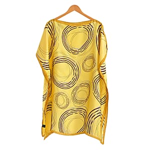 La Marey Yellow Concentric Print Silky Kaftan Boat Neck Top