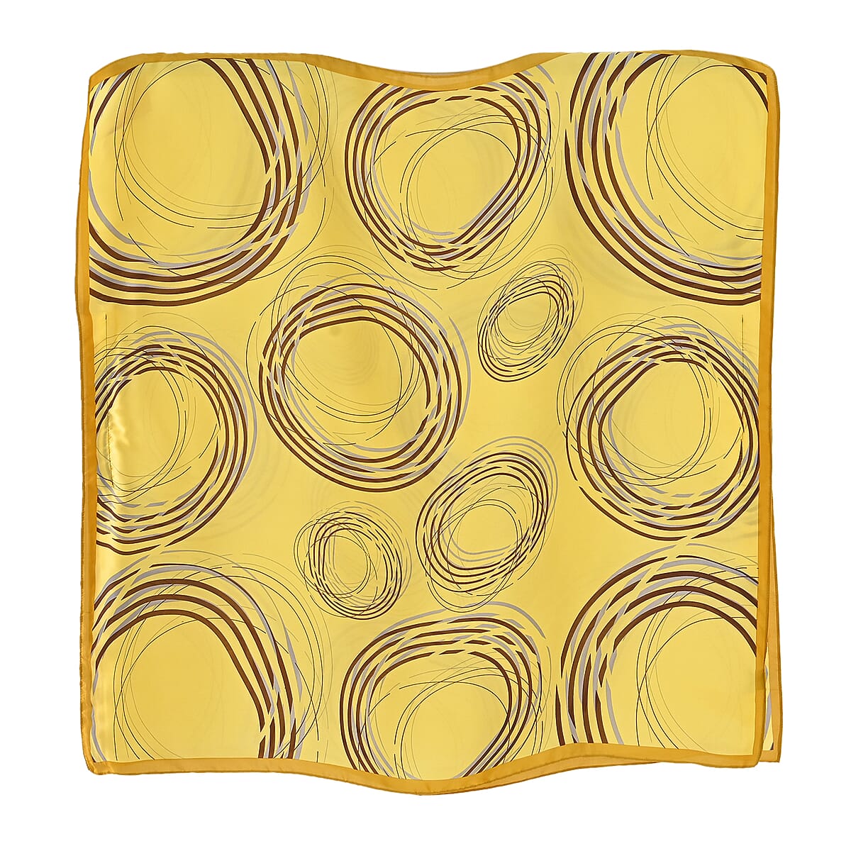 La Marey Yellow Concentric Print Silky Kaftan Boat Neck Top image number 2