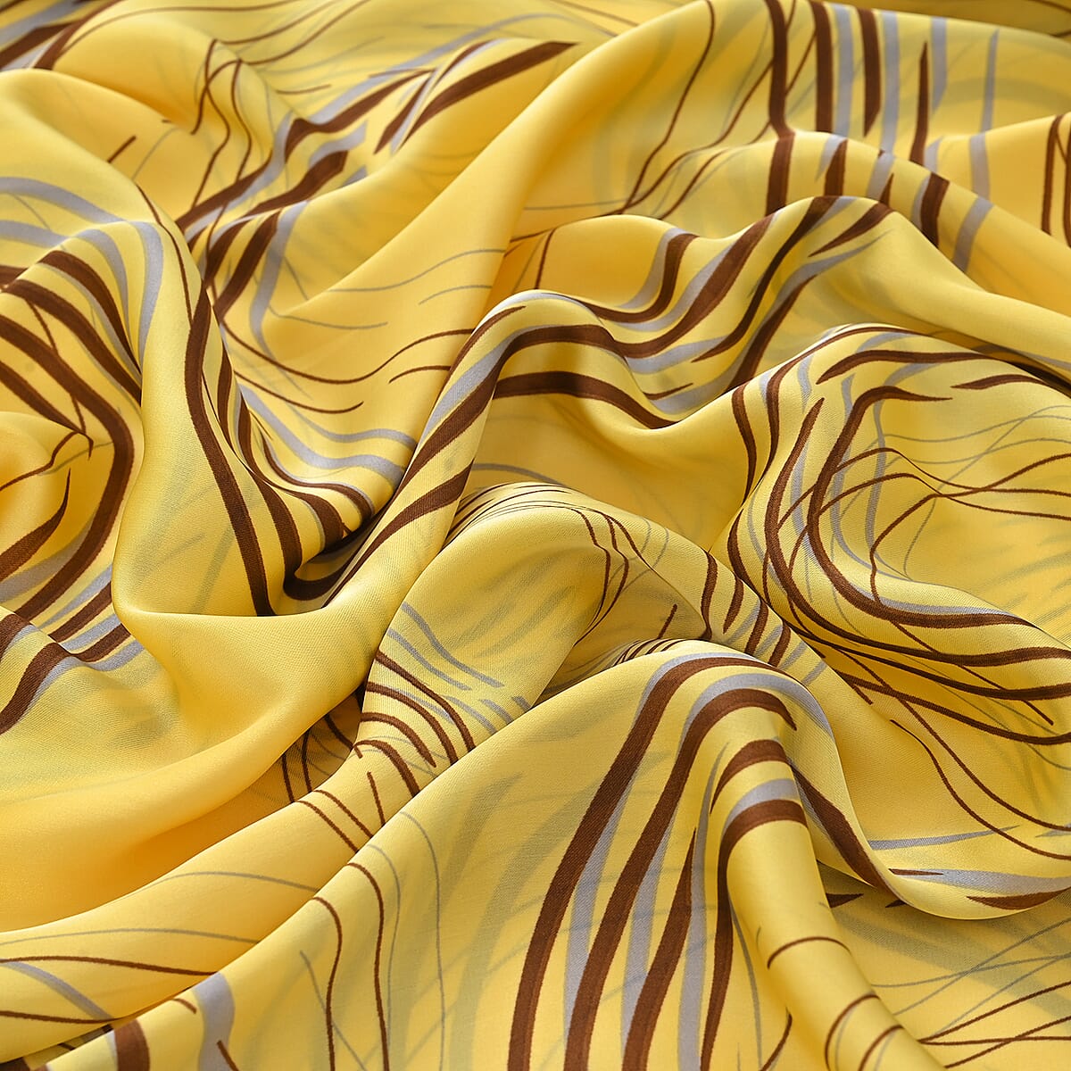 La Marey Yellow Concentric Print Silky Kaftan Boat Neck Top image number 4