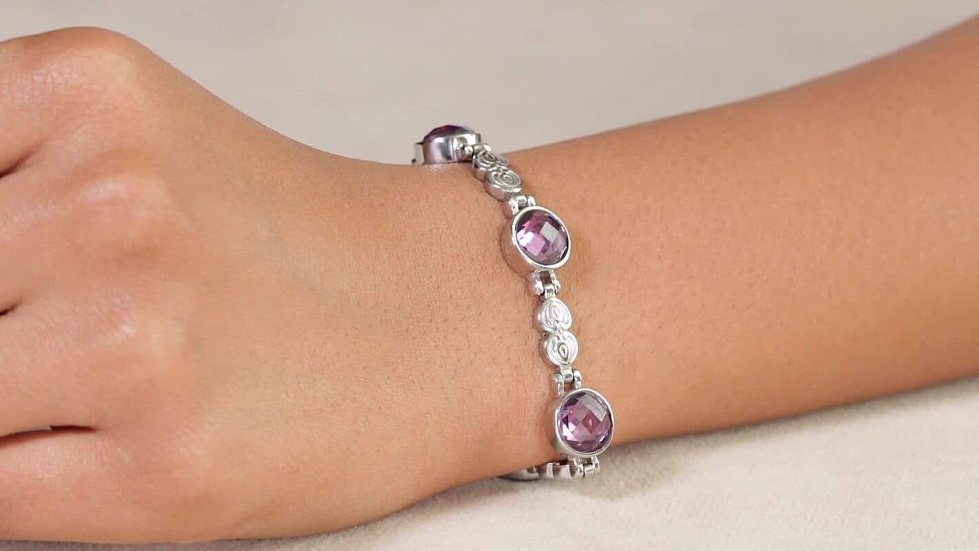 EverTrue Simulated Amethyst Color Diamond Bracelet in Stainless Steel (6.50 Inches))  8433831